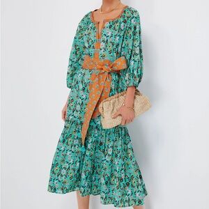 Tuckernucker- Johanna Dress by Figue Floral Green and Orange Dress